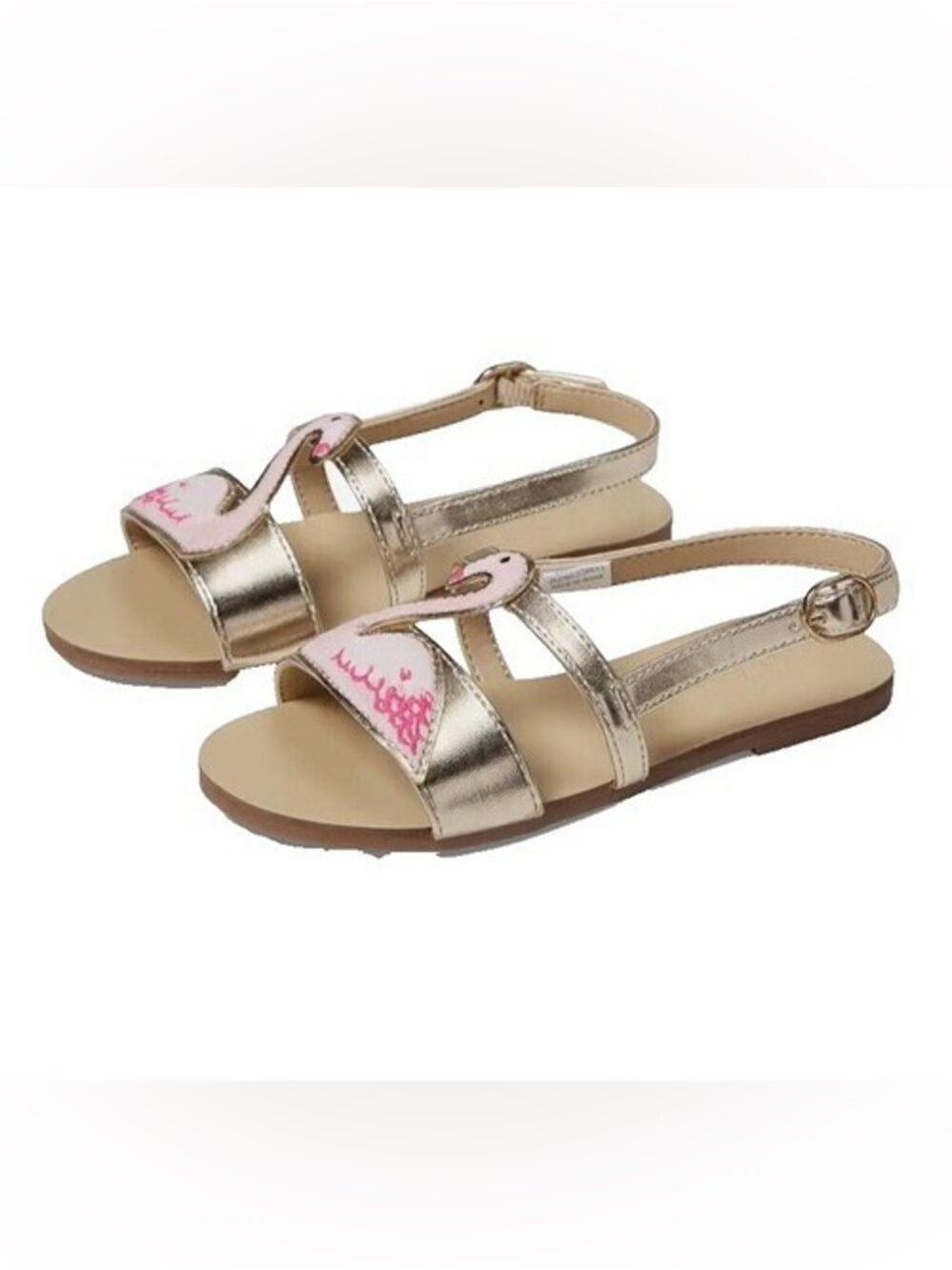 Janie and Jack Gold Flamingo Metallic Sandals - Size 8